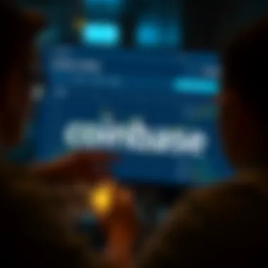 Coinbase User Interface Overview User interface of Coinbase showcasing trading options