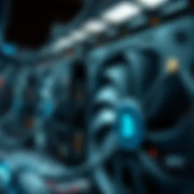Close-up view of mining hardware with cooling fans