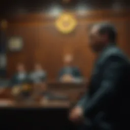 A courtroom scene highlighting the legal intricacies of the Brady vs FTX case