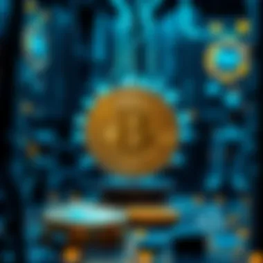Graphical illustration of Bitcoin mining with digital components