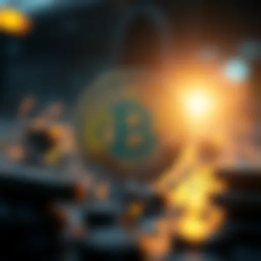 Visual representation of blockchain technology as the backbone of Bitcoin