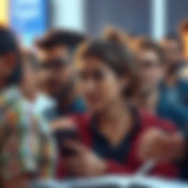 Illustration depicting a diverse audience engaged with NFTs