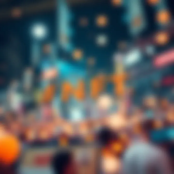 Dynamic illustration of social media platforms showcasing NFTs