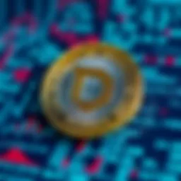 Illustration of Dent Coin logo with digital data background