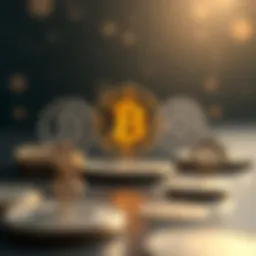 Symbolic representation of various cryptocoin logos