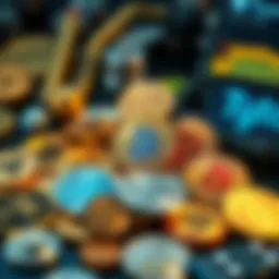 Conceptual artwork of various altcoins in a digital environment