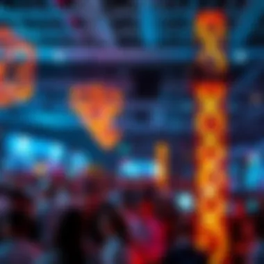 A vibrant blockchain conference showcasing innovative technology