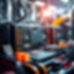 A graphical representation of cryptocurrency mining hardware and its components