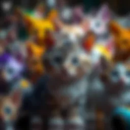 A vibrant display of various Cryptokitties showcasing their unique traits and colors.