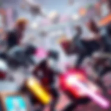 Gaming-Centric Metaverse Environment A vibrant gaming landscape showcasing diverse avatars engaging in a virtual battle.