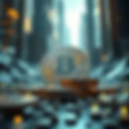 Conceptual representation of digital currency in a futuristic financial landscape