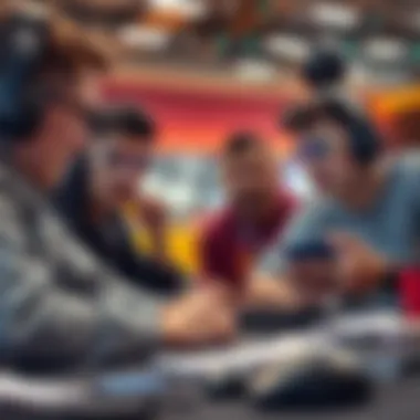 Gamers Strategizing for Earnings Group of gamers discussing strategies for income generation