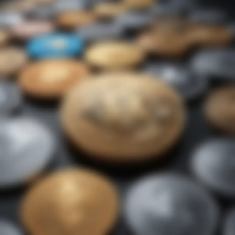 A visual representation of various cryptocurrencies showcasing their logos