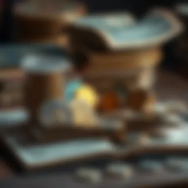 An open coin book showcasing various types of currency