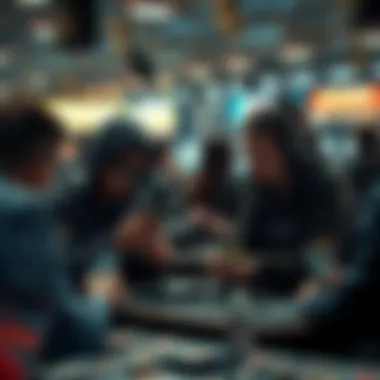 A futuristic concept image of digital collectors interacting with virtual crypto trading cards.