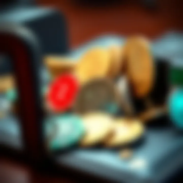 Diverse Gambling Coins in a Digital Wallet Visual representation of various gambling coins in a digital wallet