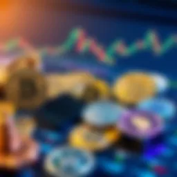 A visual representation of diverse cryptocurrencies with market graphs