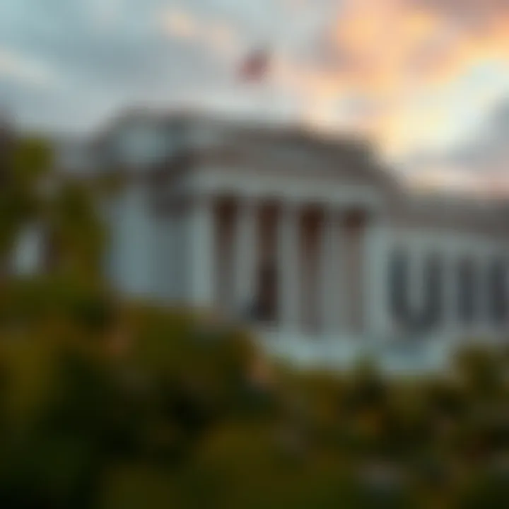 The Federal Reserve and Cryptocurrency Federal Reserve building with digital overlay representing cryptocurrency