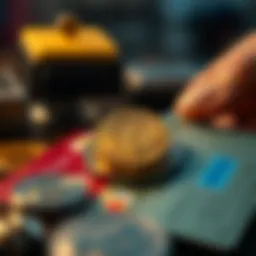 Conceptual representation of cryptocurrency transactions using credit cards