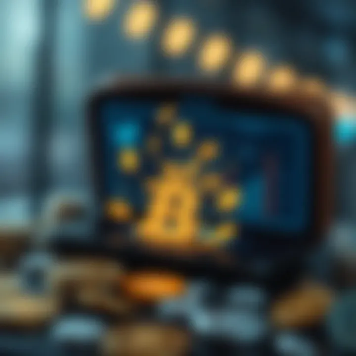 Cryptocurrency Transactions in Virtual Wallets An illustration showing cryptocurrency symbols flowing into a virtual wallet.