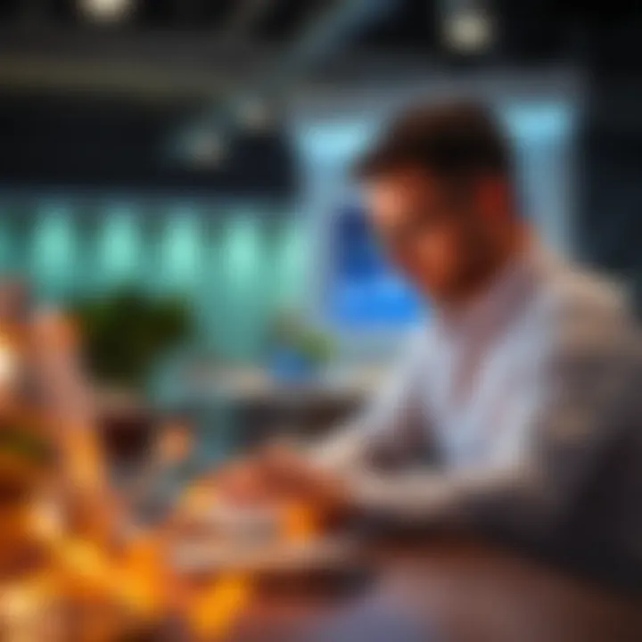 A thoughtful investor analyzing digital assets on a laptop