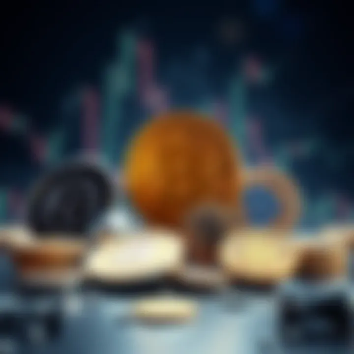 Illustration of different cryptocurrency assets