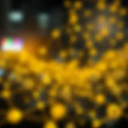 A vibrant representation of blockchain technology with interconnected nodes.