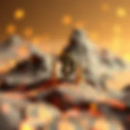 An abstract representation of digital currencies with blockchain motifs