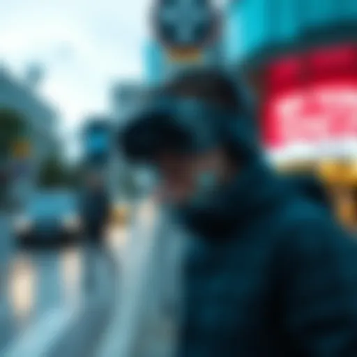 A digital overlay showcasing augmented reality in a real-world setting