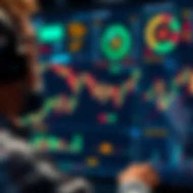 Trader Dashboard Analysis Trader analyzing indicators on a digital dashboard