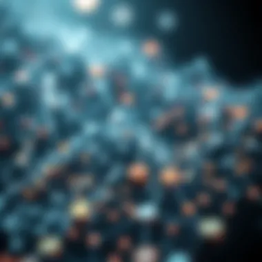 An intricate digital network symbolizing cryptocurrency connections