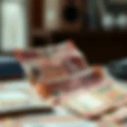 Pakistani Rupee banknotes arranged aesthetically