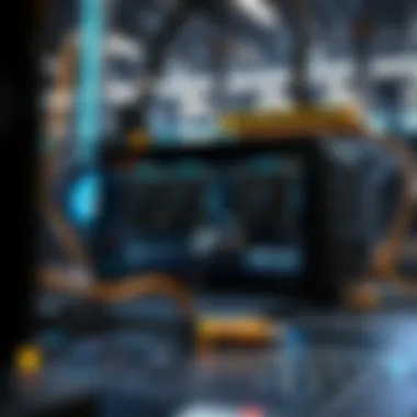 Visual representation of a cryptocurrency mining pool concept