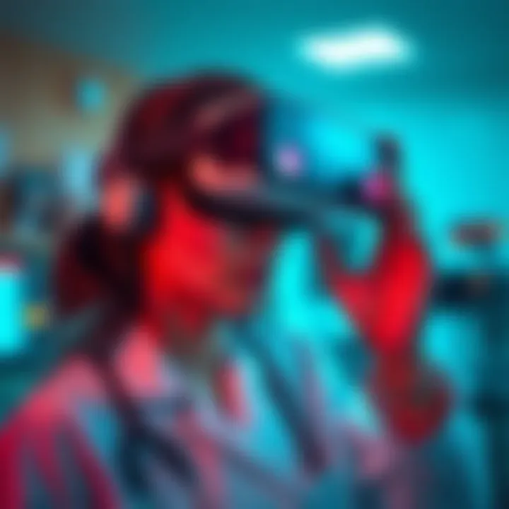 A healthcare professional using virtual reality for patient treatment